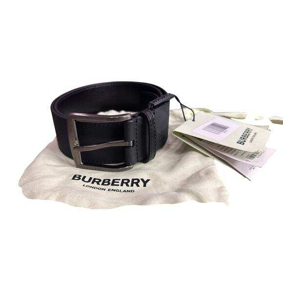 906. Burberry Check Belt Charcoal Black 75CM Unisex NWT main image 4